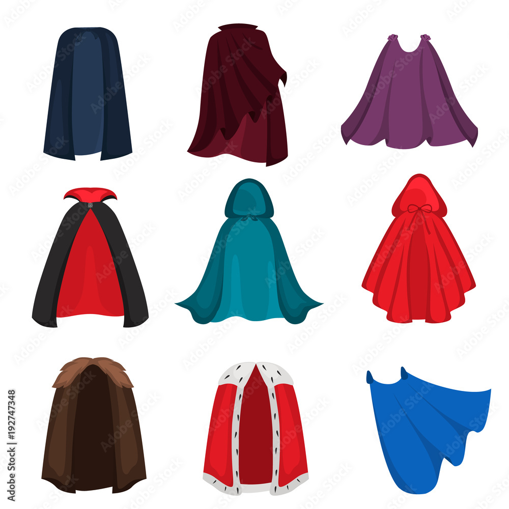 Diffeerent cloaks color flat icons set Diffeerent cloaks color flat icons set