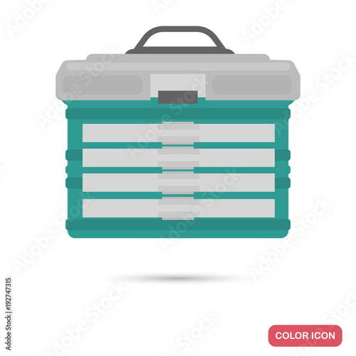Box for fishing gear color flat icon