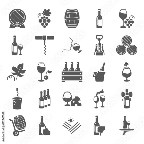 Wine simple icons set for web and mobile design