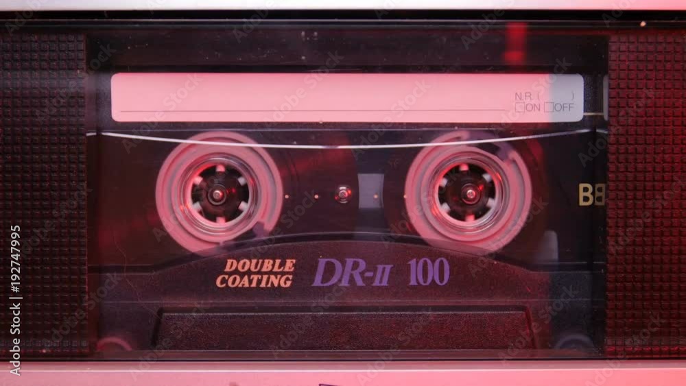 Audio Cassette in the Player. Close-up