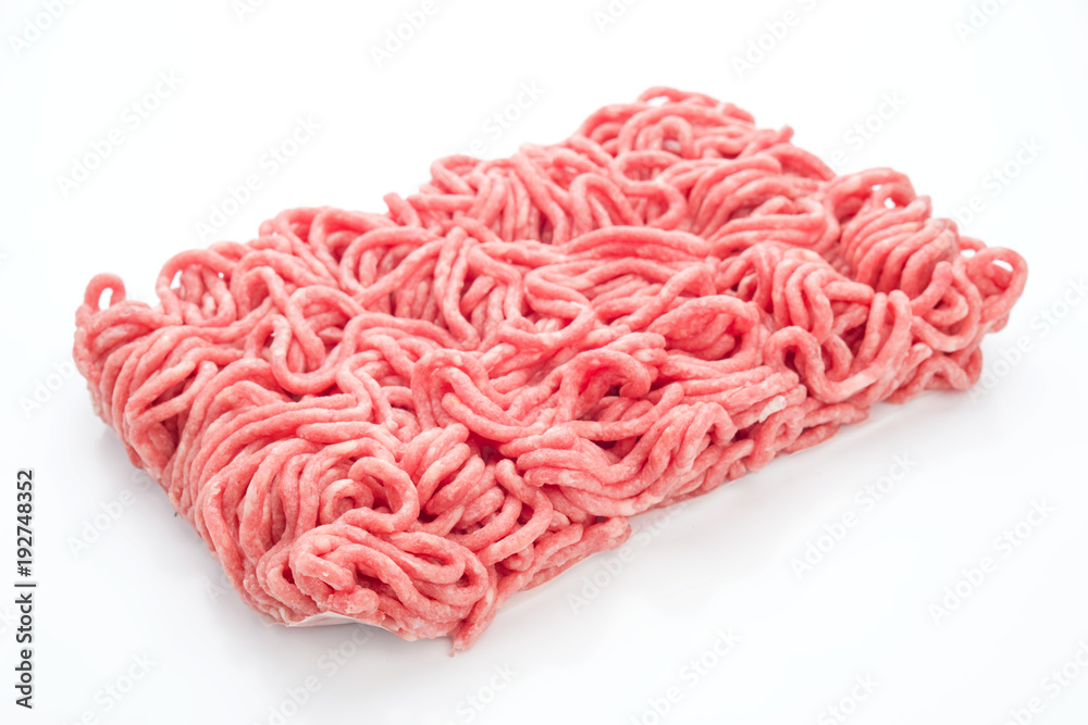 block of minced meat, isolated on white background block of minced meat, isolated on white background
