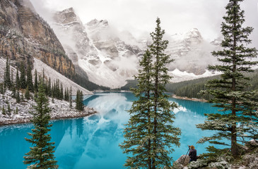 Autumn Snow at Lake Moraine in Banff National Park