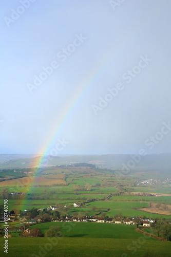 Rainbow over Axe Valley in East Devon Area of Outstanding Natural Beauty