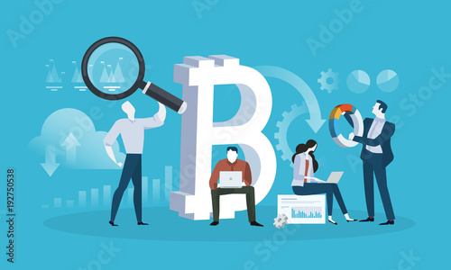 Blockchain technology. Flat design style web banner of blockchain technology, bitcoin, altcoins, cryptocurrency mining, finance, digital money market, cryptocoin wallet, crypto exchange. 