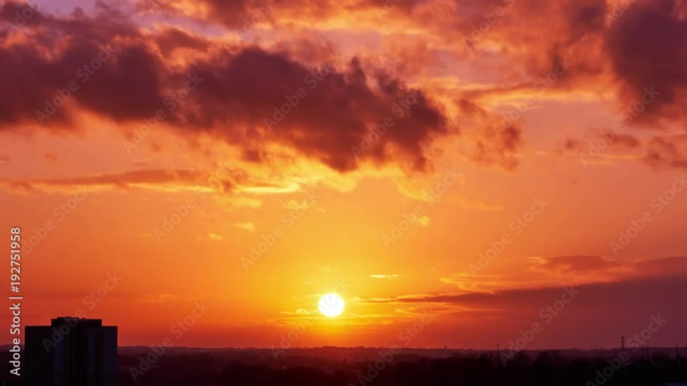 Timelaps shoot of Beautiful sunrise over city