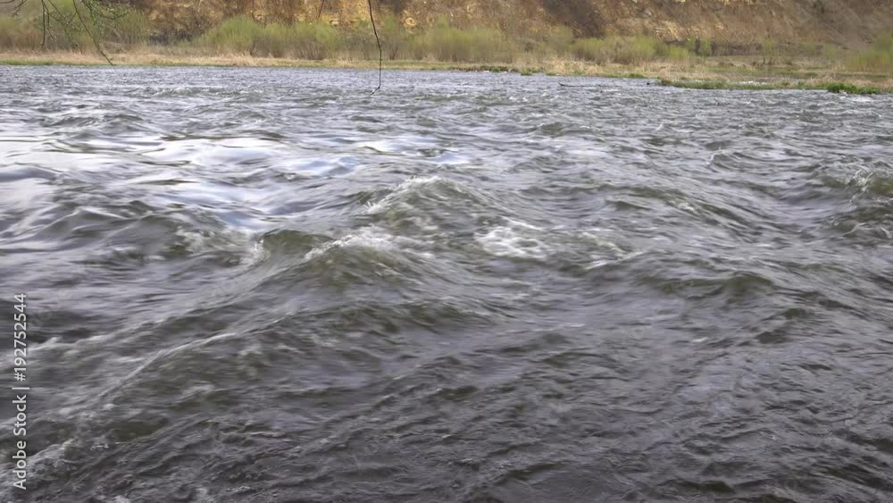 Powerful river stream at spring, 4K 2160p video footage Powerful river stream at spring, 4K 2160p video footage