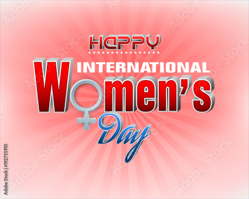 Design, background with 3d texts and sign of female for International Women's day, event celebration; Vector illustration