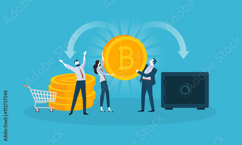 Bitcoin security. Flat design style web banner of blockchain technology, bitcoin, altcoins, cryptocurrency mining, finance, digital money market, cryptocoin wallet, crypto exchange. 