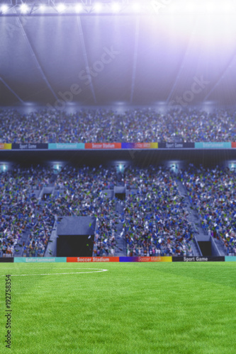 soccer field with lights 3d rendering