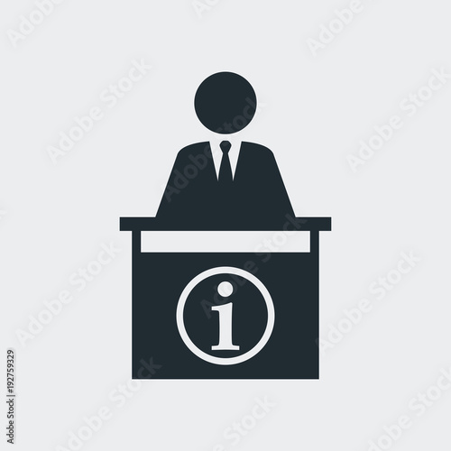 Icono plano mostrador informacion en fondo gris