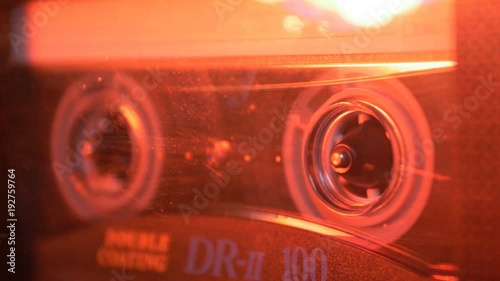 Audio Cassette in the Player. Close-up