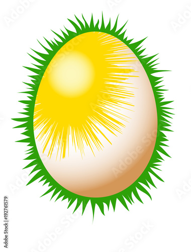 easter egg with sun and grass