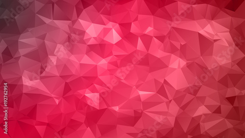 Abstract low poly background of triangles in Red, crimson colors. Substrate for design. 16:9