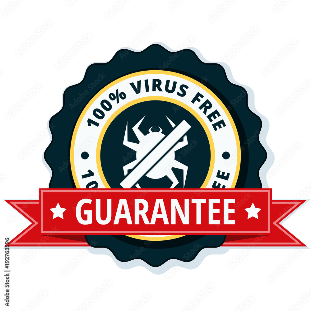 Fototapeta premium 100% Virus Free Guarantee label illustration
