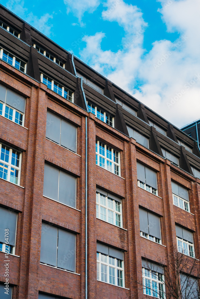 Fototapeta premium detailed view of brown brick facade