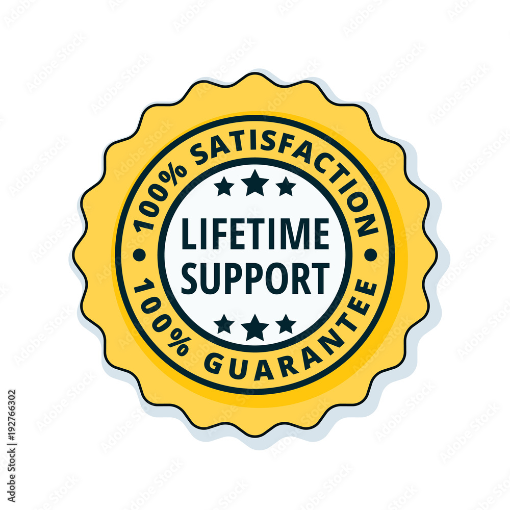 Lifetime Support guarantee label illustration Lifetime Support guarantee label illustration
