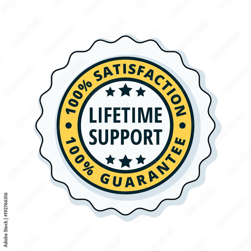 Lifetime Support guarantee label illustration Lifetime Support guarantee label illustration