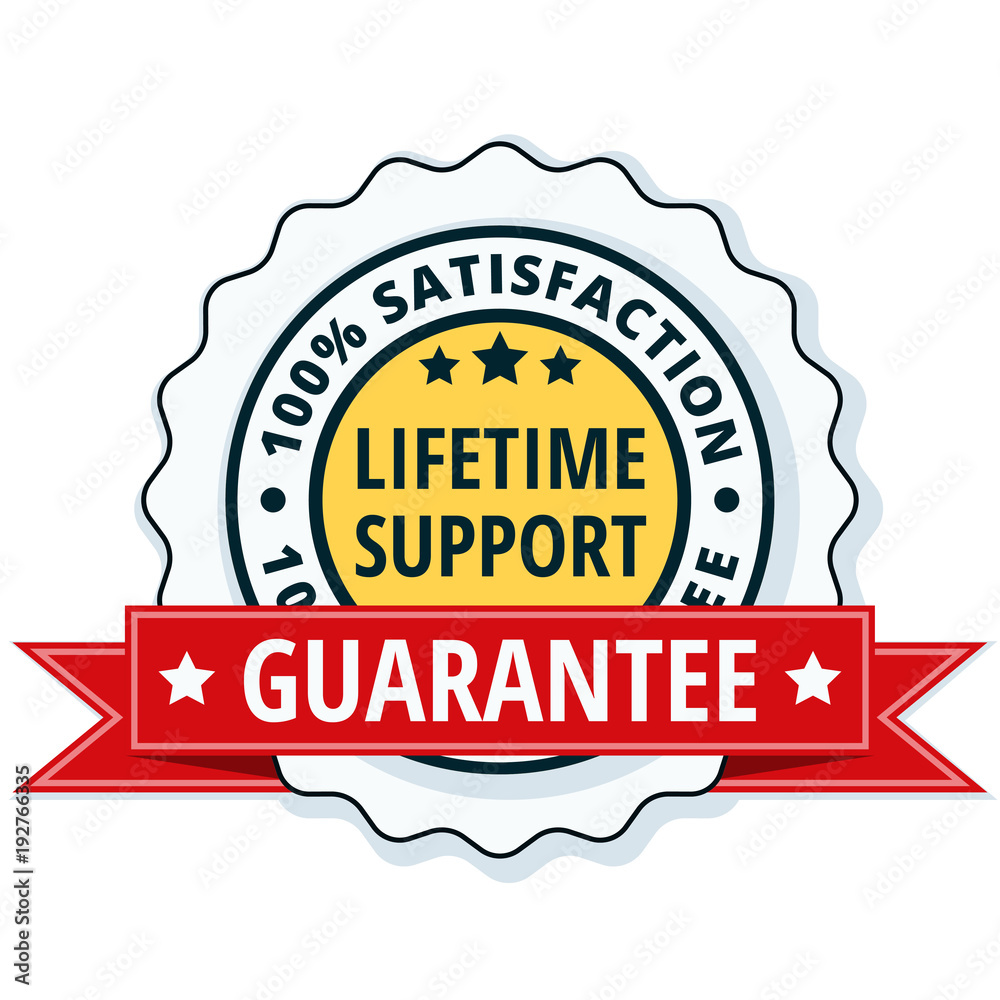 Lifetime Support guarantee label illustration Lifetime Support guarantee label illustration