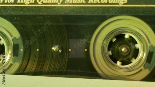 Audio Cassette in the Player. Close-up