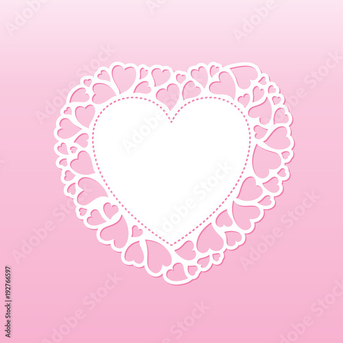 Openwork valentine card with small hearts. Laser cutting vector template suitable for greeting cards, envelopes, invitations, interior decorative elements.