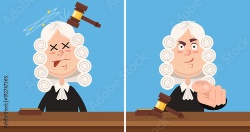 Judge character mascot. Vector flat cartoon illustration set