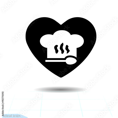 Free Download Chef hat sign icon in heart valentines day. Cooking symbol. Cooks hat. Flat button with shadow. Modern UI navigation. Vector - GFXLoad