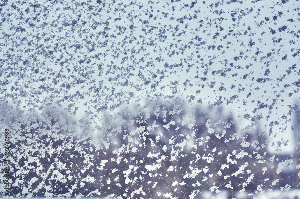 Obraz premium snow on the glass, winter background
