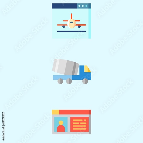 Icons about Transportation with plane, truck and driving license