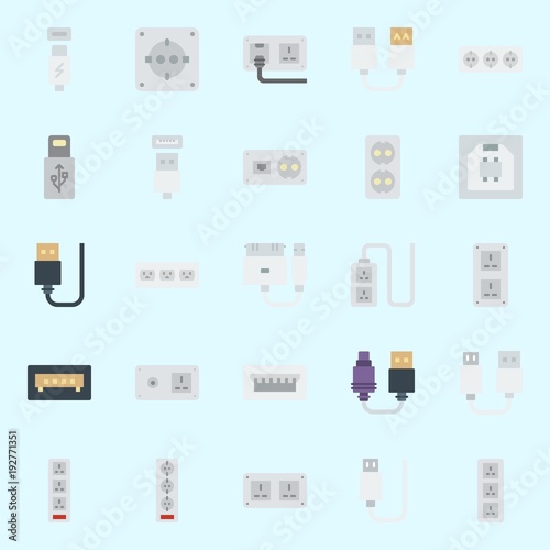 Icons about Connectors Cables with usb, usb cable and socket © Orxan