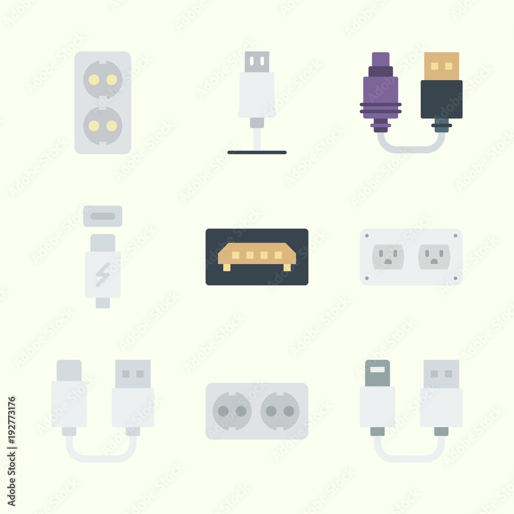 Icons about Connectors Cables with usb cable, socket and usb Icons about Connectors Cables with usb cable, socket and usb