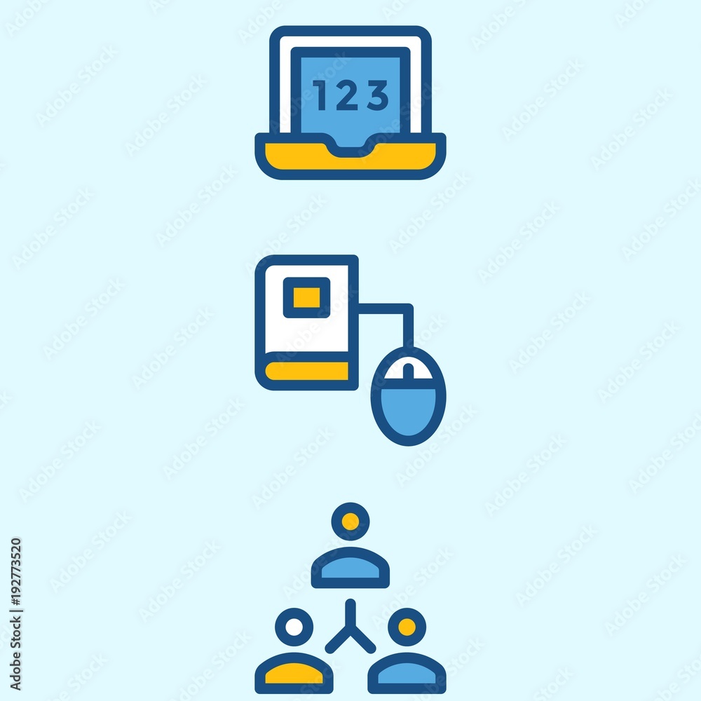 Icons about School And Education with laptop, networking and online education Icons about School And Education with laptop, networking and online education