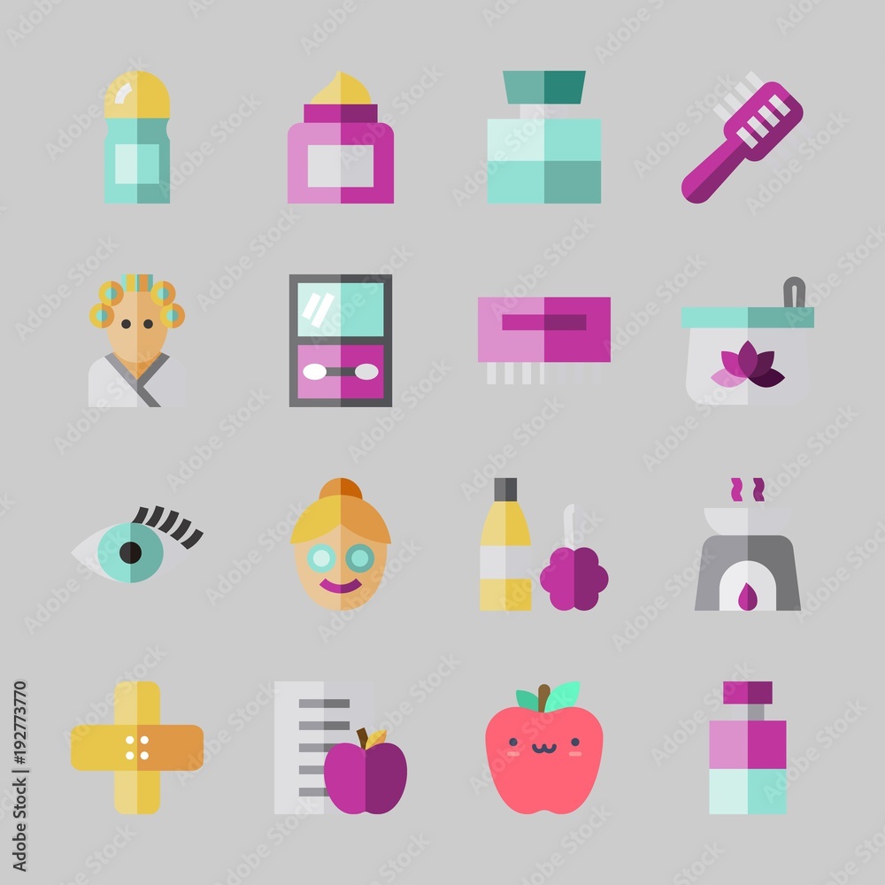 Icons about Beauty with hair curler, cosmetics, gel, face, sologne and eyelash Icons about Beauty with hair curler, cosmetics, gel, face, sologne and eyelash