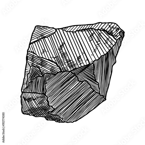 Gem, diamond and mineral design. Sketchy mineral and hand drawn crystal stone and rock. Vector.