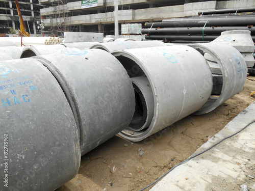 Kuala Lumpur Malaysia February 02 2017 Concrete Round Culvert Made From High Grade Steel Reinforcement Concrete At The Construction Site Stock Photo Adobe Stock