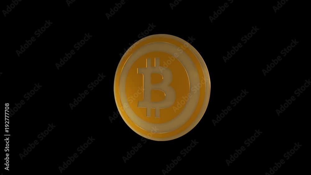 Bitcoin symbol, gold cryptocurrency coin rotating on black background, 3D animation loop Bitcoin symbol, gold cryptocurrency coin rotating on black background, 3D animation loop