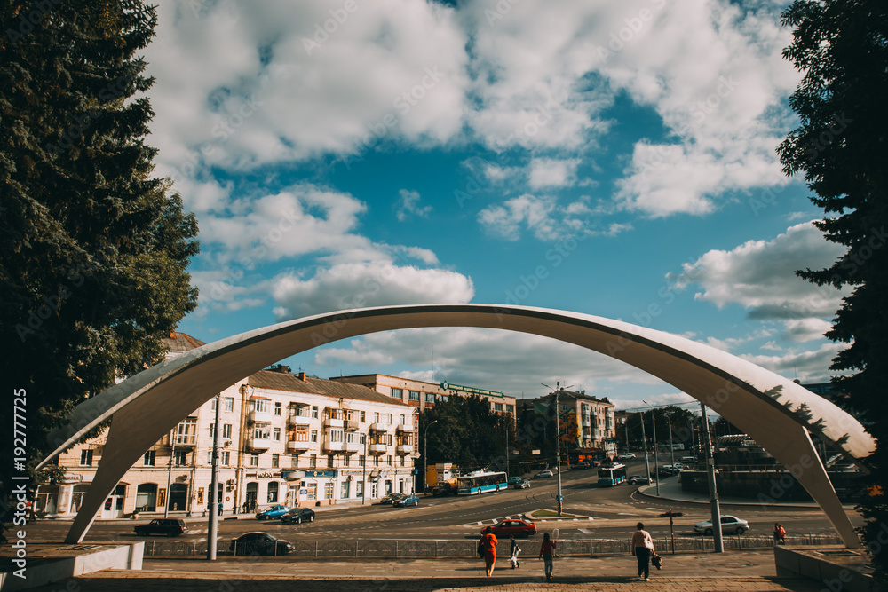Fototapeta premium Buildings and plaza in downtown Vinnytsia