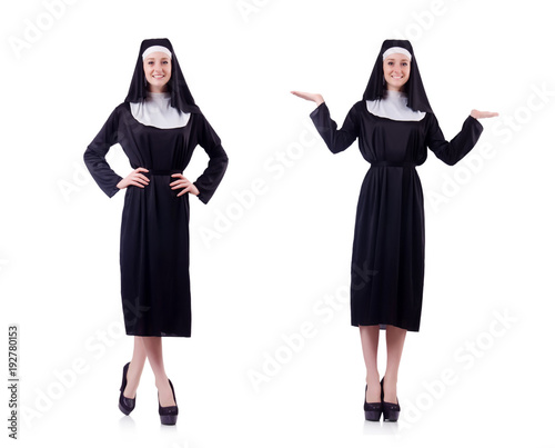 Nun isolated on the white background