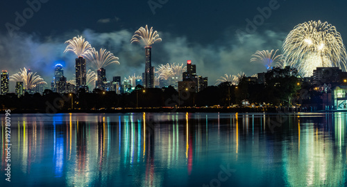 Amazing New Year fireworks over Melbourne City
