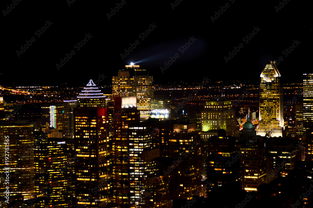 Montreal skyline at night in Quebec, Canada