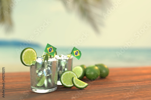 Brazilian Caipirinha And Beach #2 - Photo Realistic (3d Rendered)