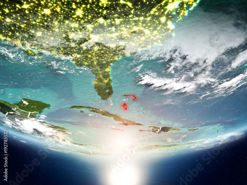 Bahamas with sun on planet Earth