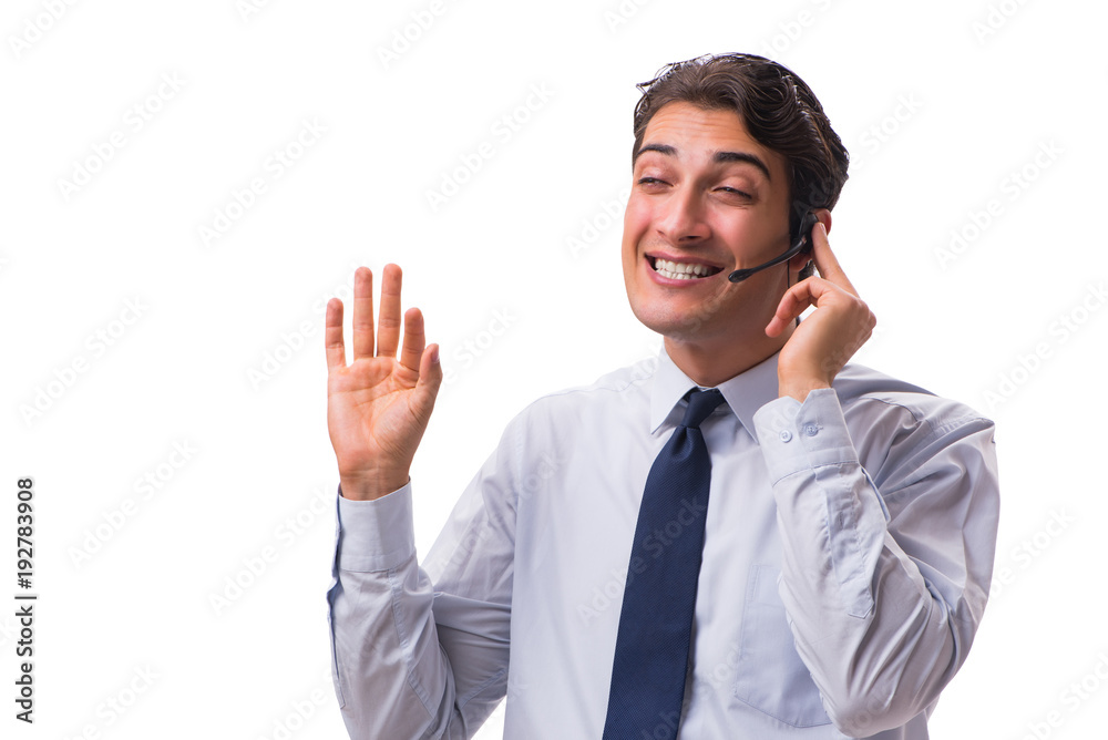 Man with headset isolated on white background Man with headset isolated on white background