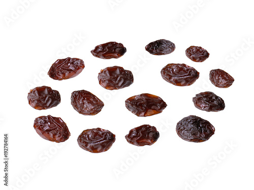 Organic dried Raisins isolated on white background