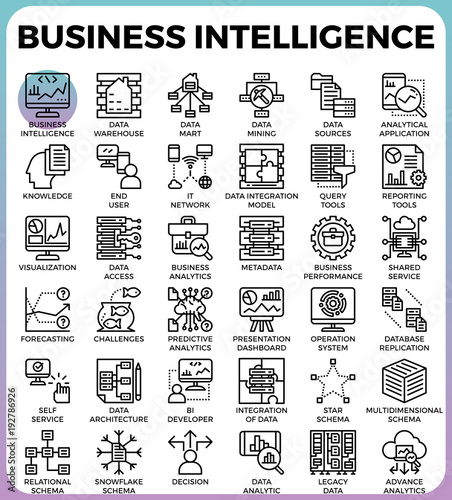 Business intelligence(BI) concept icons