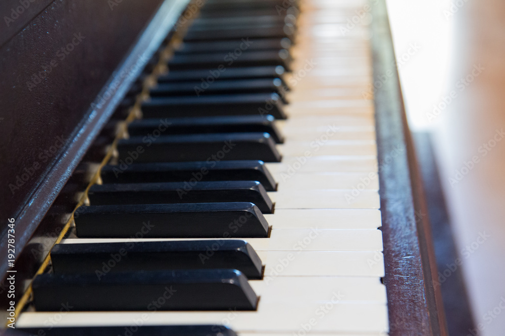 vintage piano keyboard with warm tone