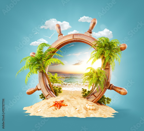 Tropical landscape in a helm