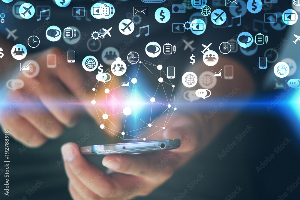 Application icons interface on smartphone. Social media concept Application icons interface on smartphone. Social media concept