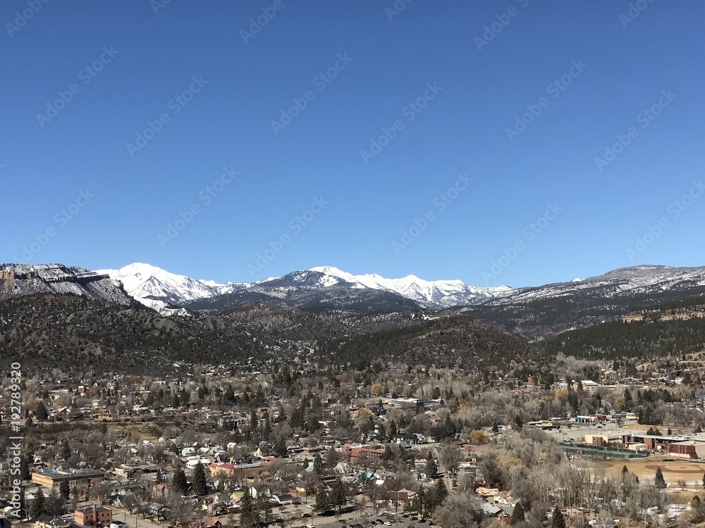 Durango Colorado Snow capped mountain peaks