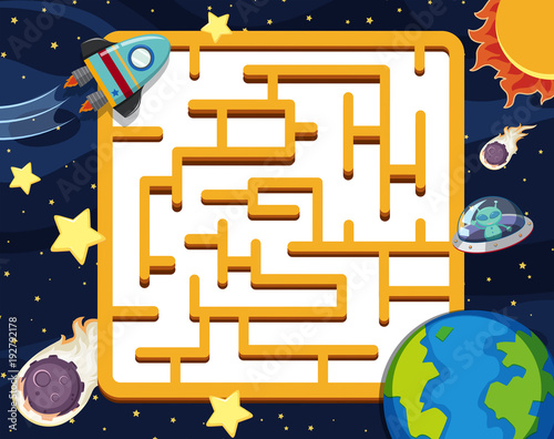 Puzzle game template with space background