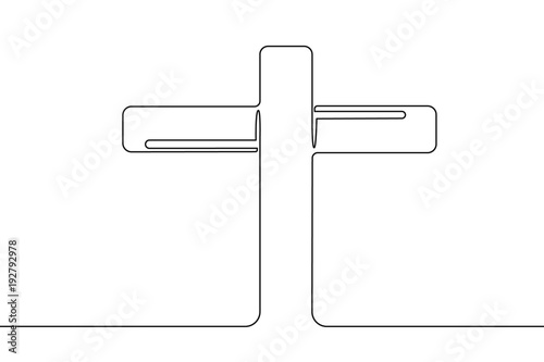 continuous line art drawing of christian worship cross. Eucharist Therapy Bless God Helping Repent Catholic Easter Lent Mind Pray. Christian concept line background. vector illustration.